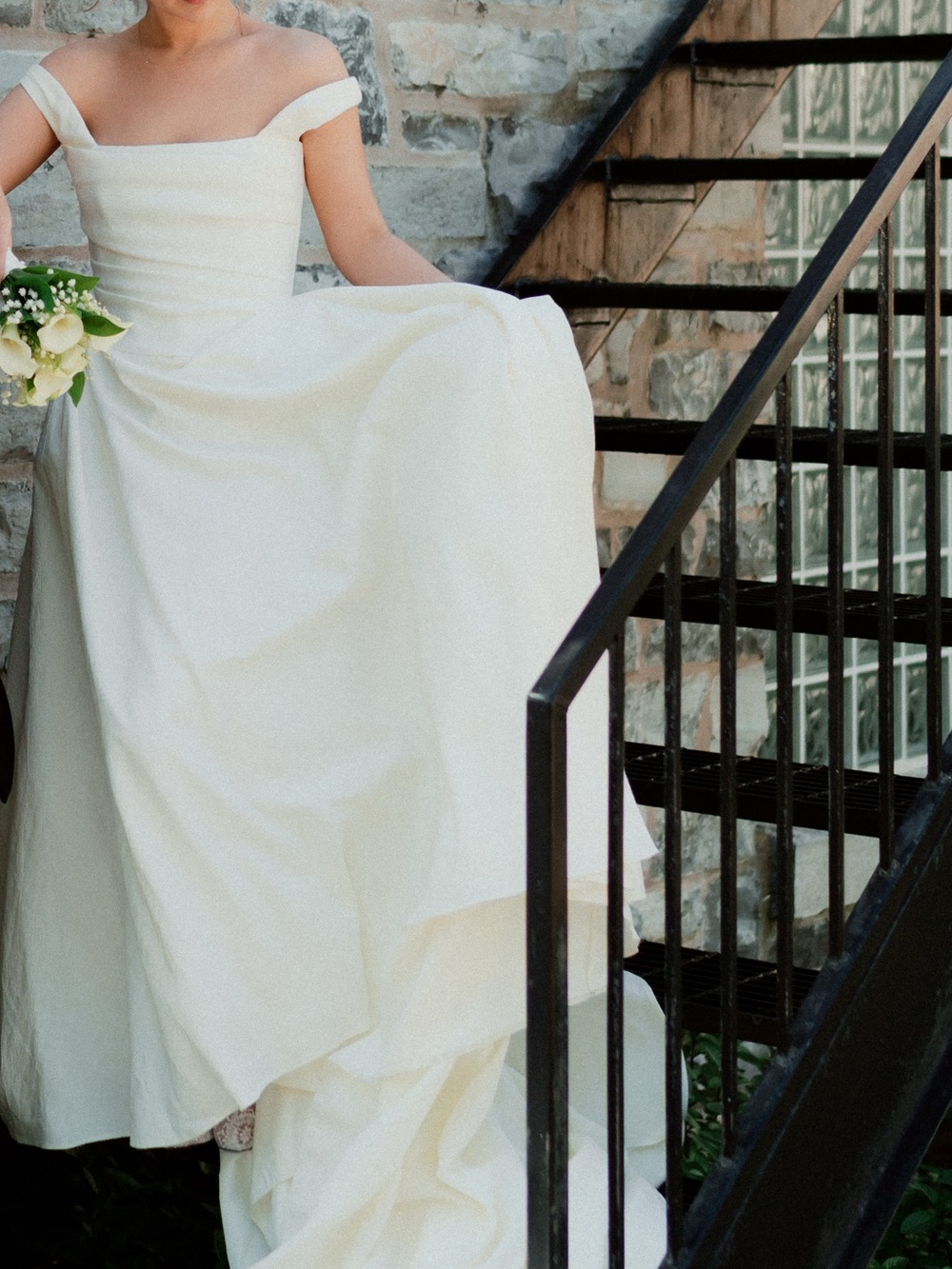 Elegant Ivory Off-Shoulder Wedding Gown by
